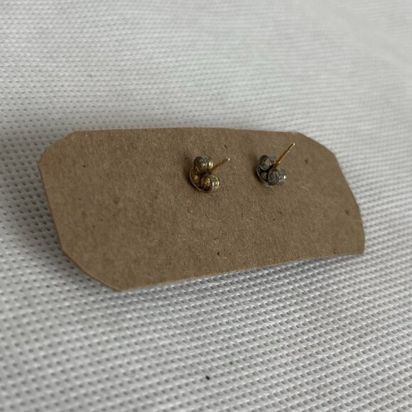 Vintage Pink Lotus Cloisonne Earrings Black Cobalt Floral Stud Jewelry - Picture 3 of 3